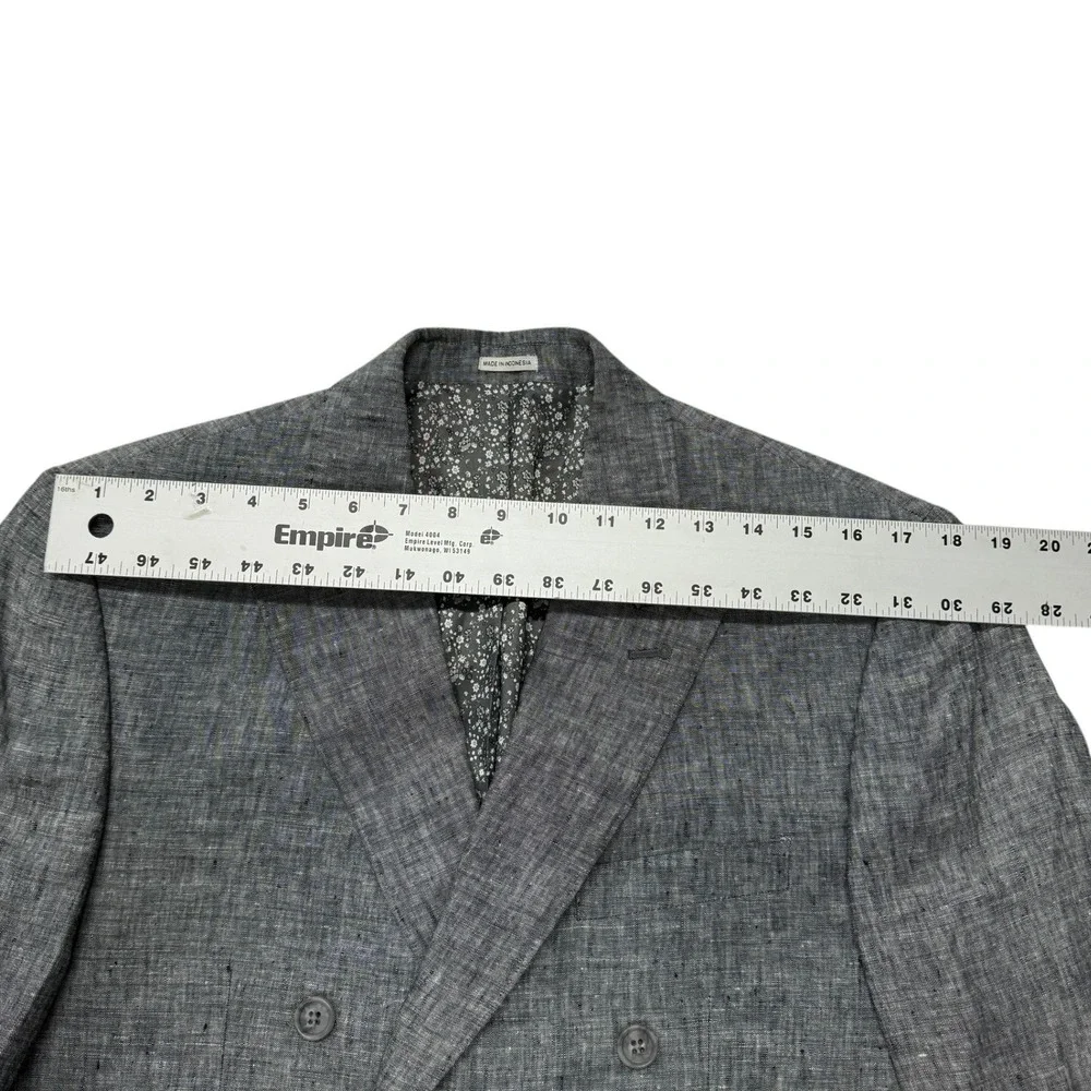 Joseph Abboud White 100% Linen Double Breasted Blazer Jacket Mens 40 Long Gray